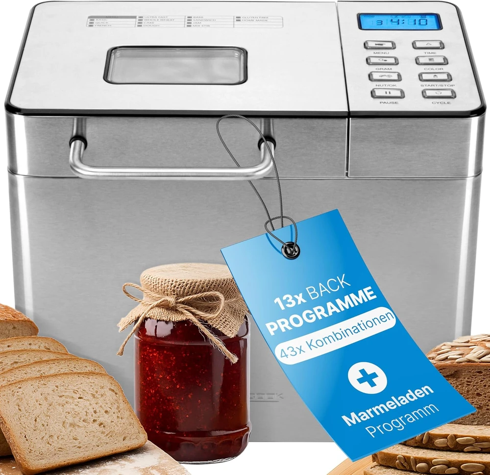 Duonkepė Profi Cook duonos kepimo aparatas nerūdijančio plieno, 3,1 l talpa, 13 programų, PC-BBA1282