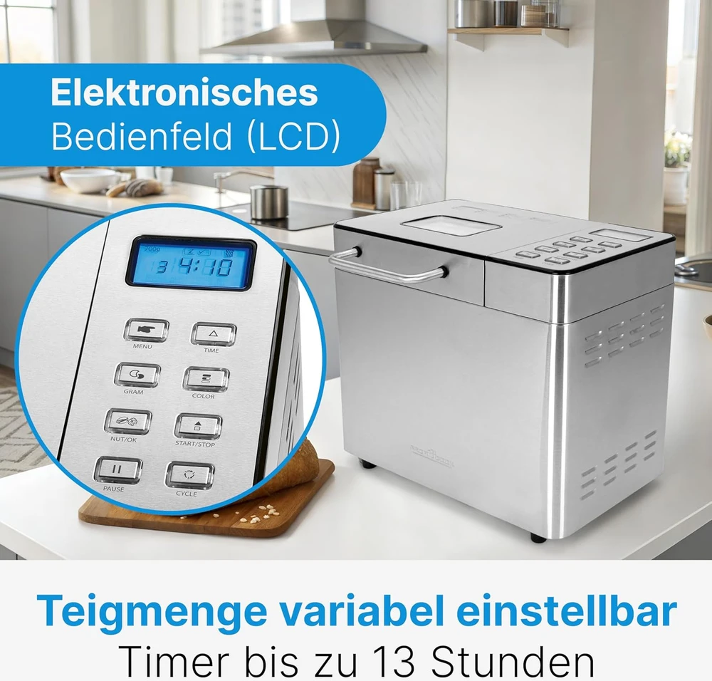 Duonkepė Profi Cook duonos kepimo aparatas nerūdijančio plieno, 3,1 l talpa, 13 programų, PC-BBA1282