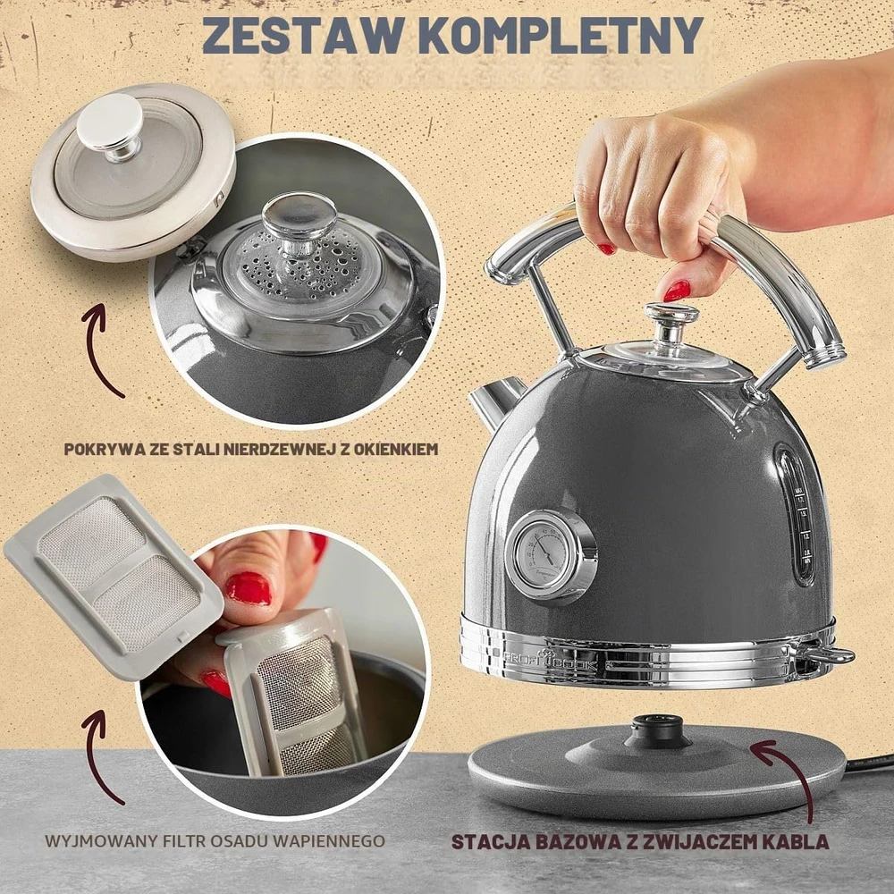 Profi Cook elektrinis virdulys 1,7 l, 2200 W, su temperatūros indikatoriumi, 511192