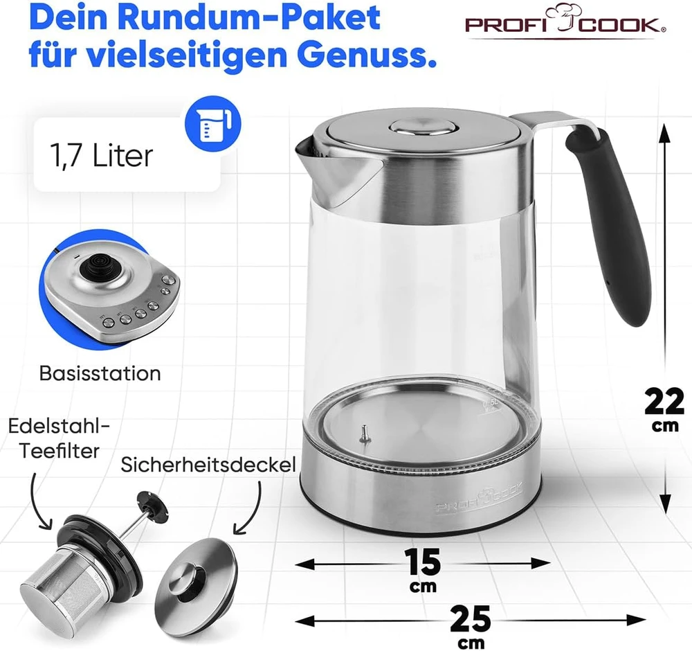 Bomann Profi Cook elektrinis virdulys 1,7 l 3000 W su temperatūros reguliavimu 501020