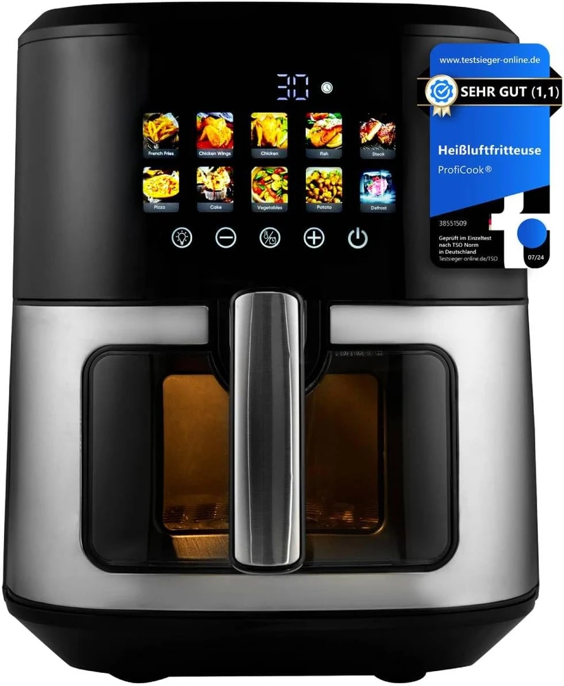 Gruzdintuvė Profi Cook ProfiCook PC-FR 1286 H fryer Single 6.5 L Stand-alone 1700 W Hot air fryer Juodas, Nerūdijantis plienas