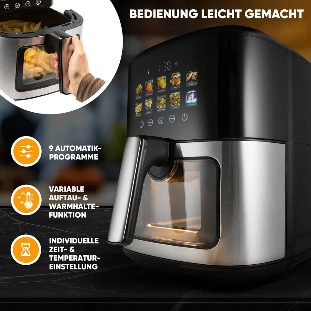 Gruzdintuvė Profi Cook ProfiCook PC-FR 1286 H fryer Single 6.5 L Stand-alone 1700 W Hot air fryer Juodas, Nerūdijantis plienas