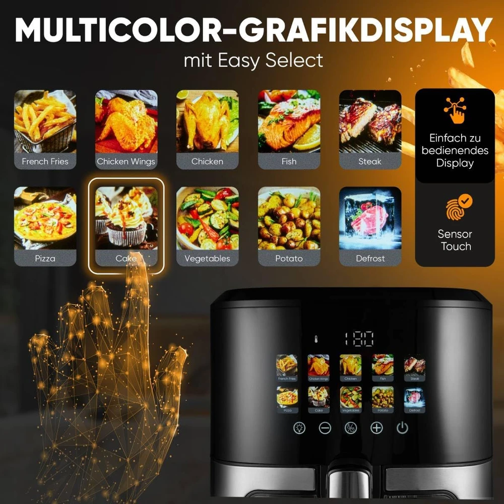 Gruzdintuvė Profi Cook ProfiCook PC-FR 1286 H fryer Single 6.5 L Stand-alone 1700 W Hot air fryer Juodas, Nerūdijantis plienas