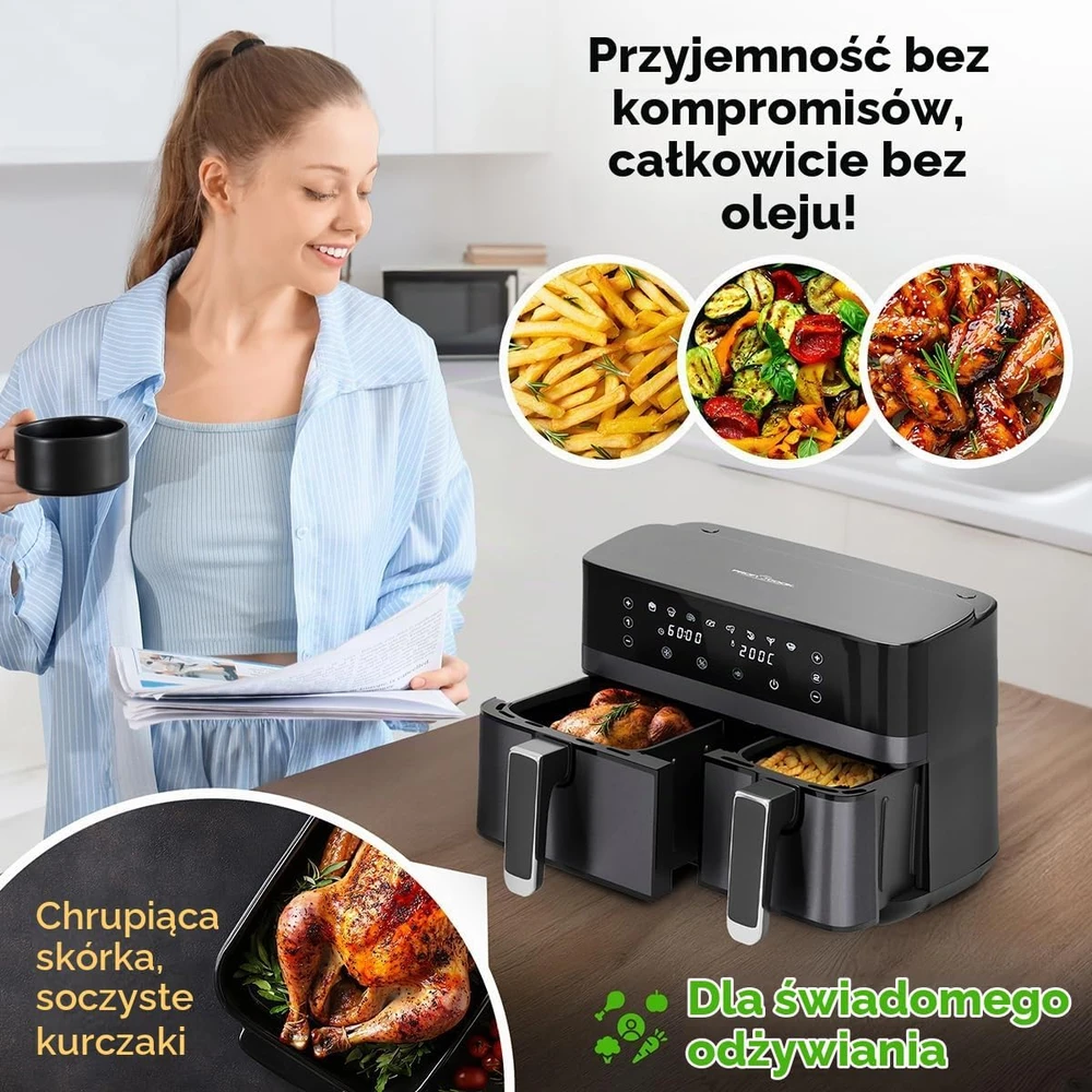 Profi Cook karšto oro gruzdintuvė 9 l, dviguba kamera, 2700 W, PC FR 1295 H