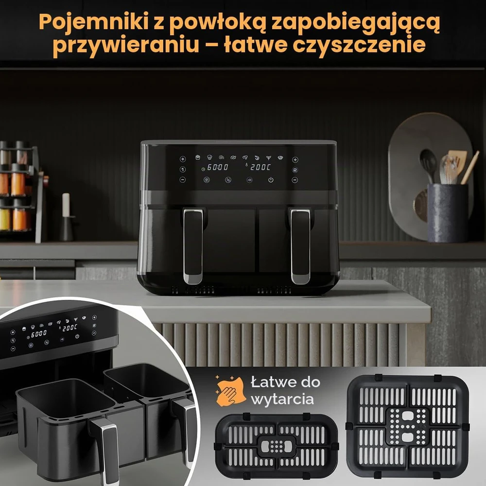 Profi Cook karšto oro gruzdintuvė 9 l, dviguba kamera, 2700 W, PC FR 1295 H