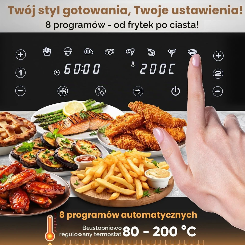 Profi Cook karšto oro gruzdintuvė 9 l, dviguba kamera, 2700 W, PC FR 1295 H