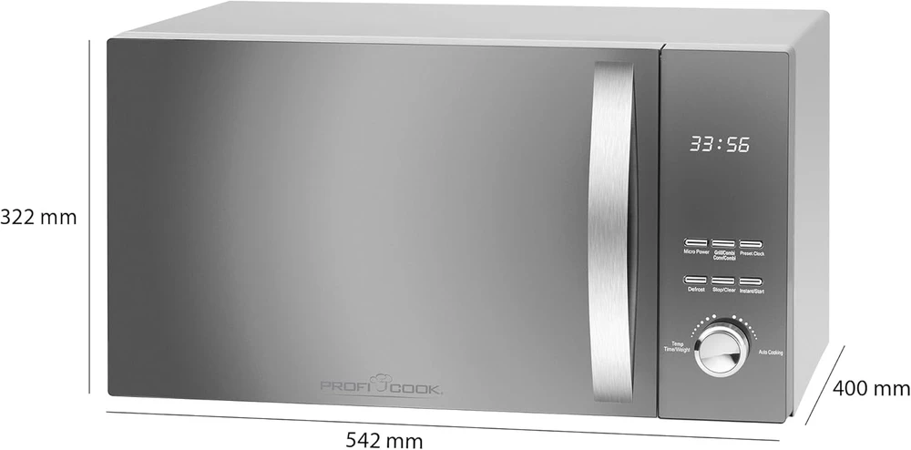 Profi Cook mikrobangų krosnelė 23 l, 220 W, nerūdijančiojo plieno PC-MWG 1176 H