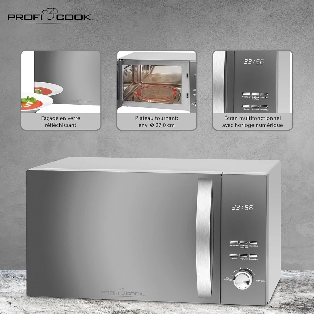 Profi Cook mikrobangų krosnelė 23 l, 220 W, nerūdijančiojo plieno PC-MWG 1176 H