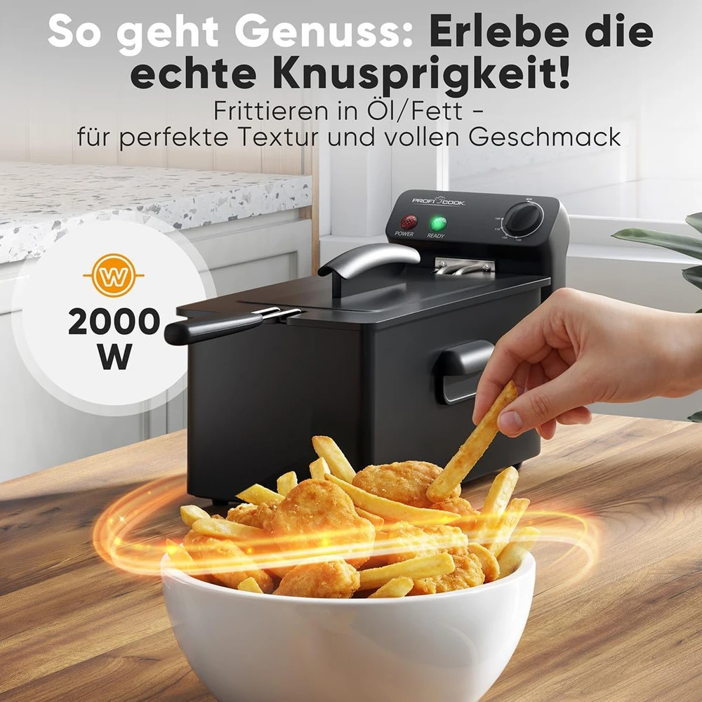 Profi Cook ProfiCook PC-FR 1325 Vienvietis 3 L Atskirai stovintis 2000 W Gruzdintuvė Juodas