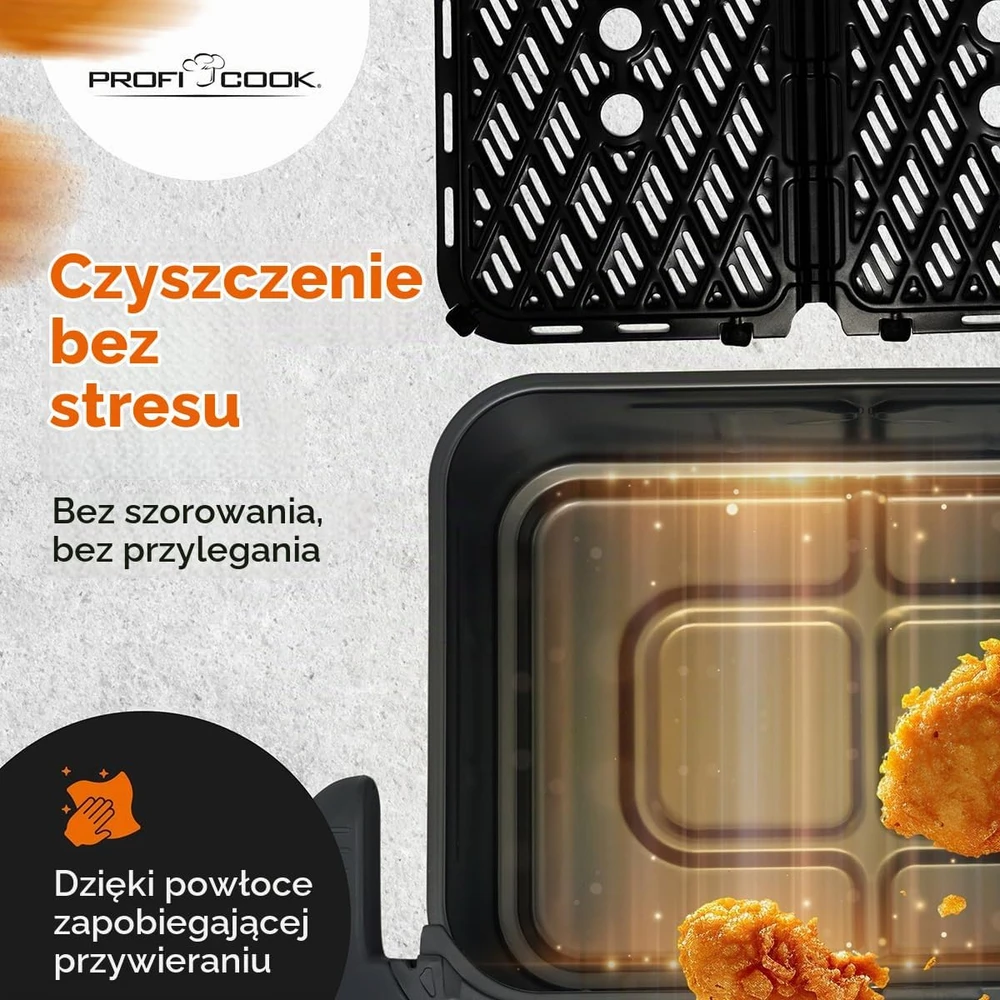 Gruzdintuvė Profi Cook ProfiCook PC-FR 1313 H Double 10 L Stand-alone 2400 W Hot air fryer Juodas, Nerūdijantis plienas