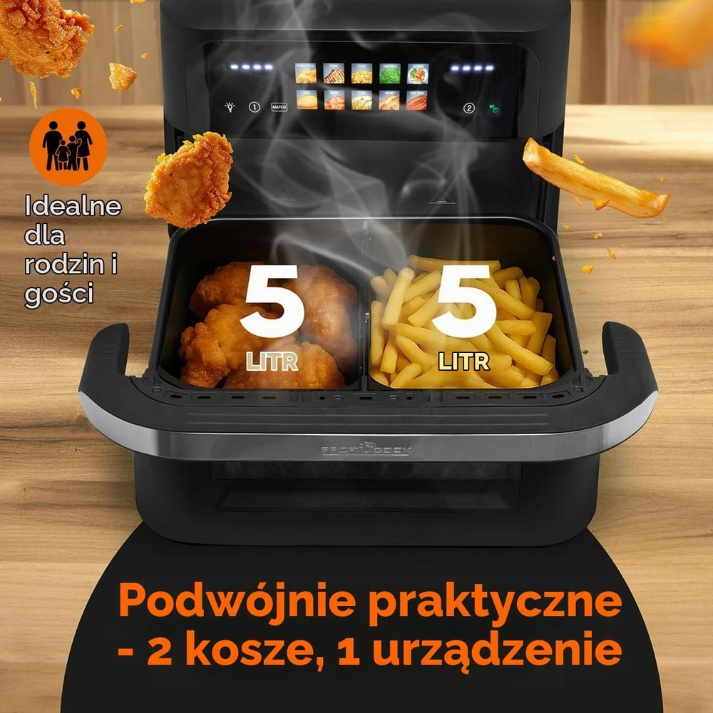 Gruzdintuvė Profi Cook ProfiCook PC-FR 1313 H Double 10 L Stand-alone 2400 W Hot air fryer Juodas, Nerūdijantis plienas
