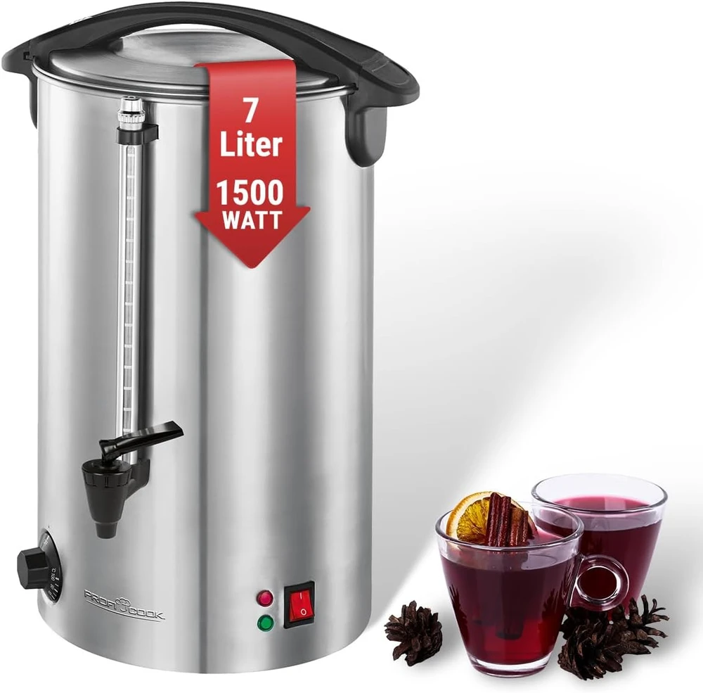 Virdulys Profi Cook ProfiCook karštų gėrimų dozatorius 7 l, 1500 W, nerūdijančiojo plieno, 501196