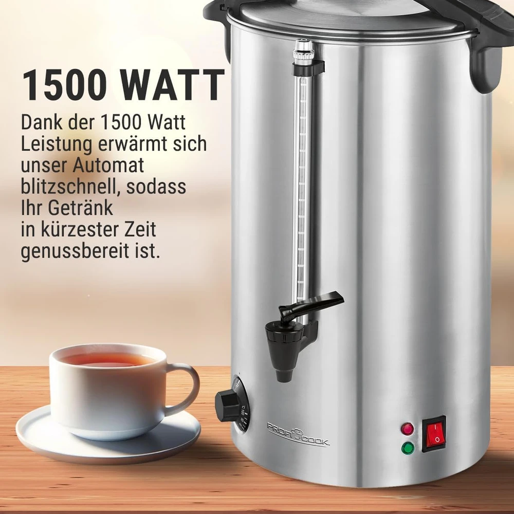 Virdulys Profi Cook ProfiCook karštų gėrimų dozatorius 7 l, 1500 W, nerūdijančiojo plieno, 501196