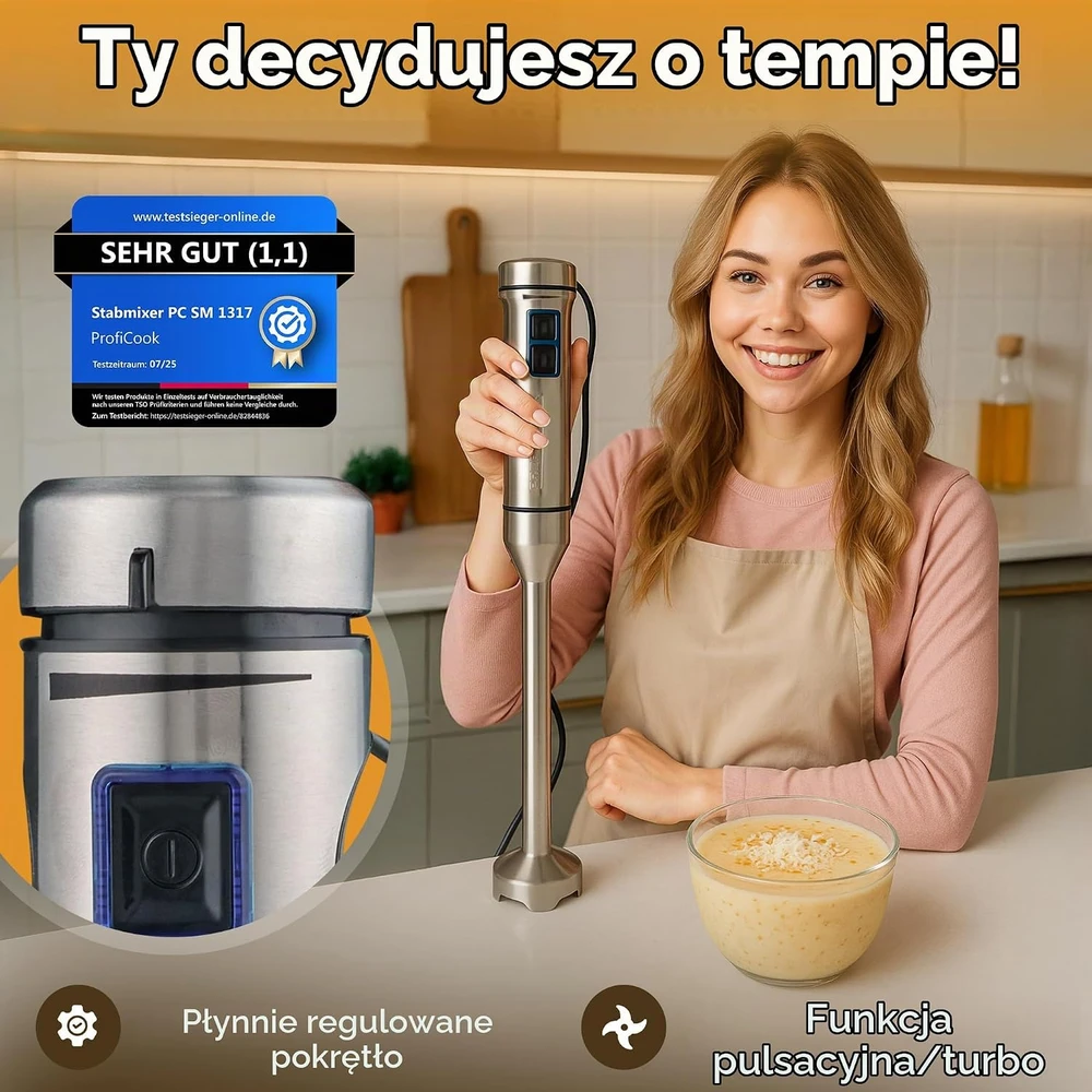 Profi Cook ProfiCook rankinis trintuvas 1000 W su 4 ašmenimis ir ledo smulkinimo funkcija PC SM 1317