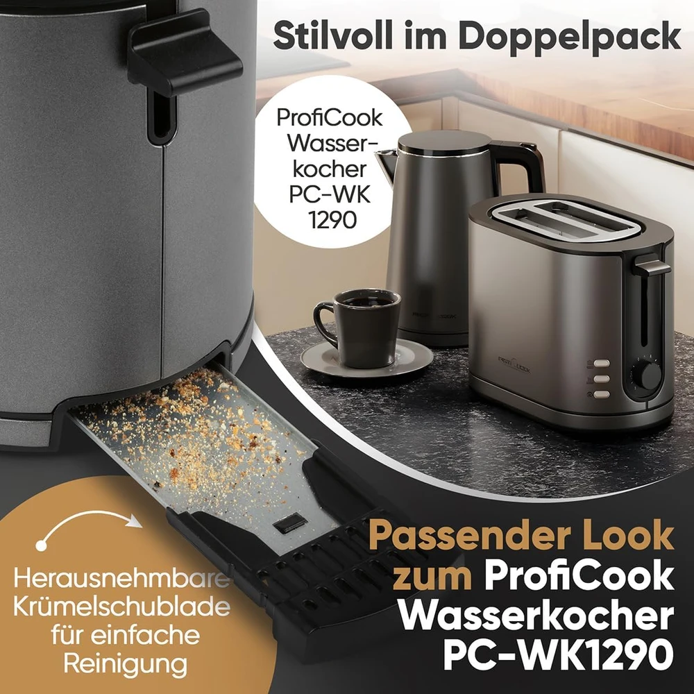 Skrudintuvas Profi Cook ProfiCook PC-TA 1291 2 griežinėliai(-ių) 950 W Antracito spalvos