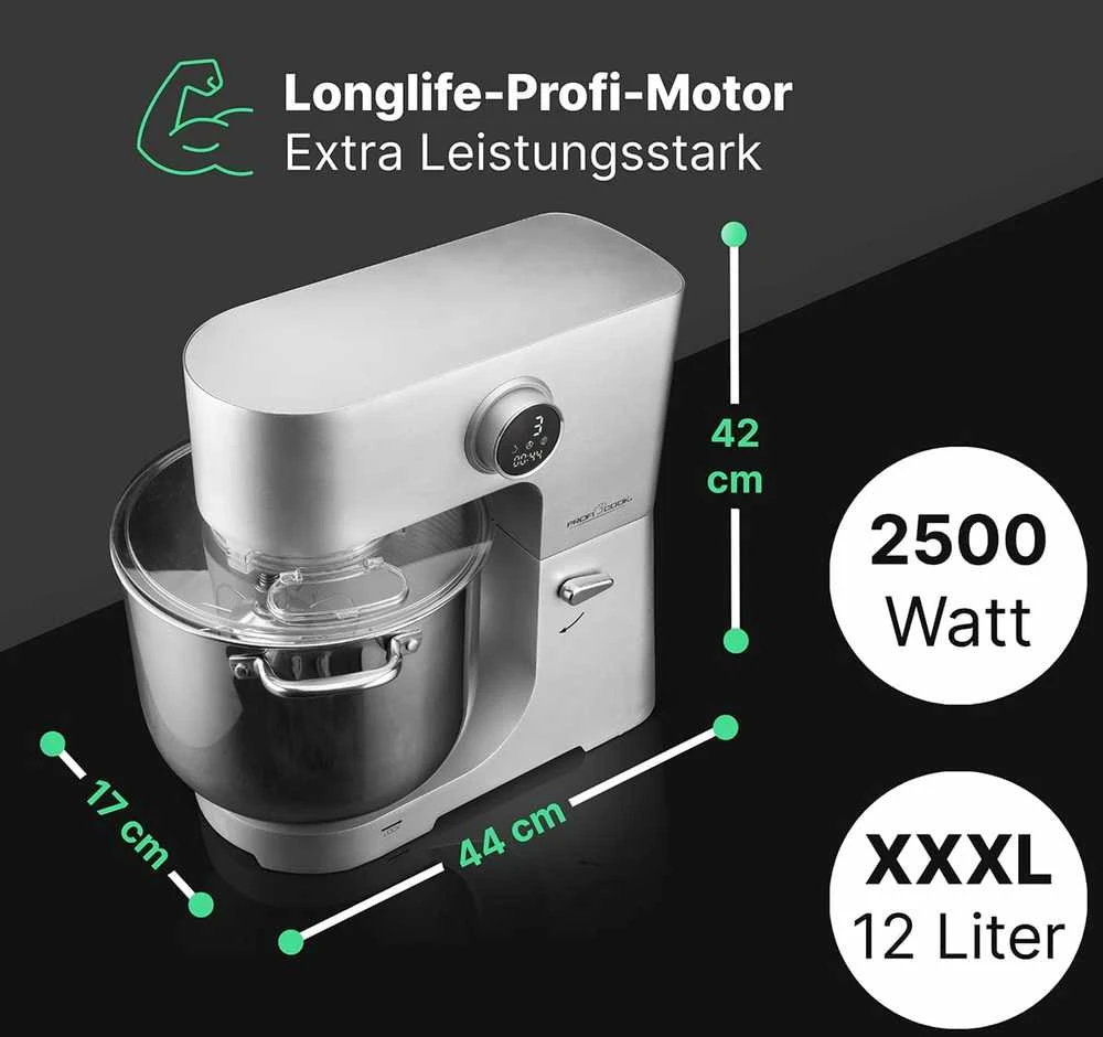 Profi Cook ProfiCook virtuvinis kombainas su 12 l nerūdijančio plieno dubeniu, 2500 W, PC-KM 1254