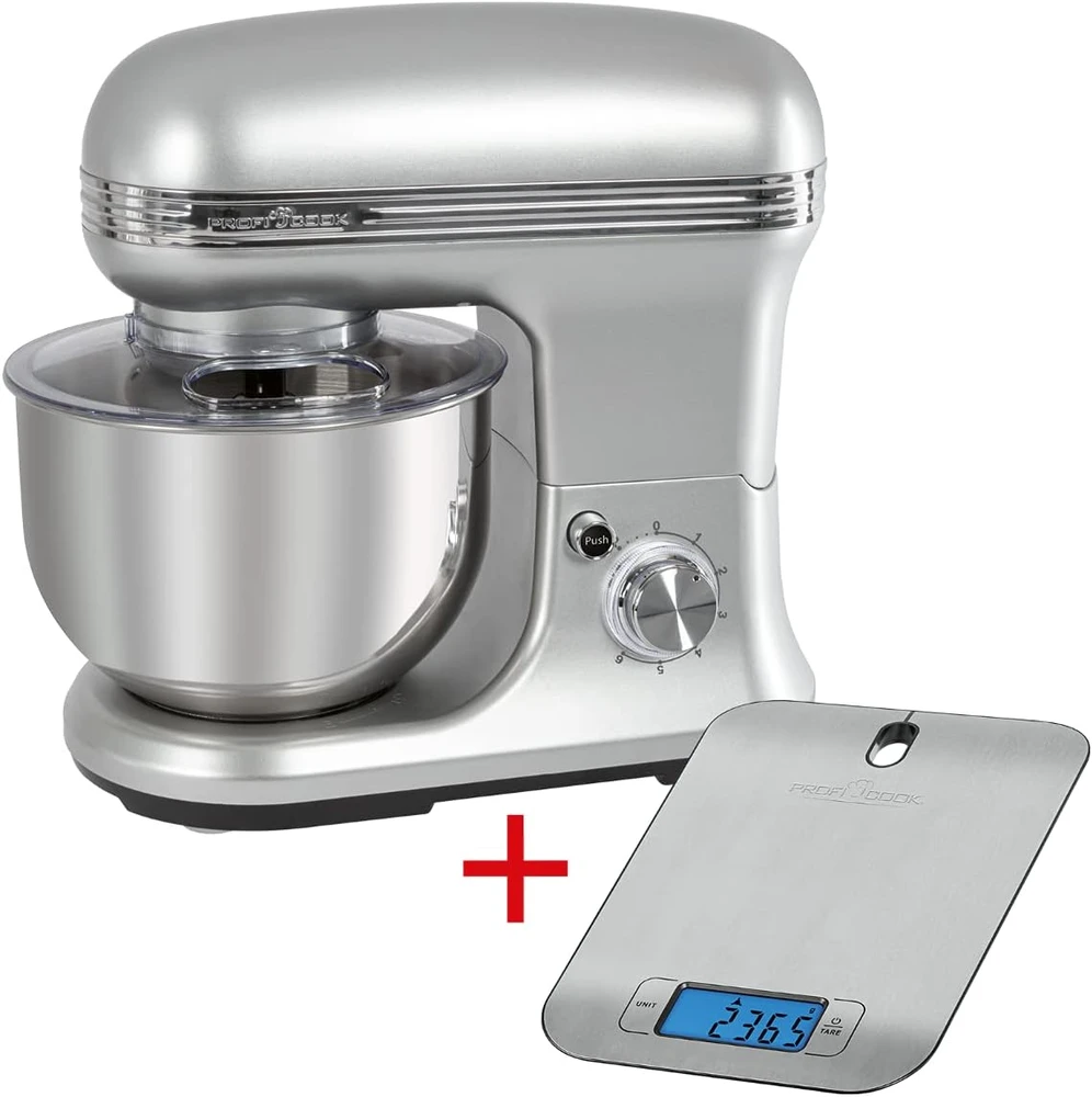 Profi Cook ProfiCook virtuvinis kombainas tešlai minkyti, 1200 W, su 5 l dubeniu ir virtuvinėmis svarstyklėmis, PC-KM1222W