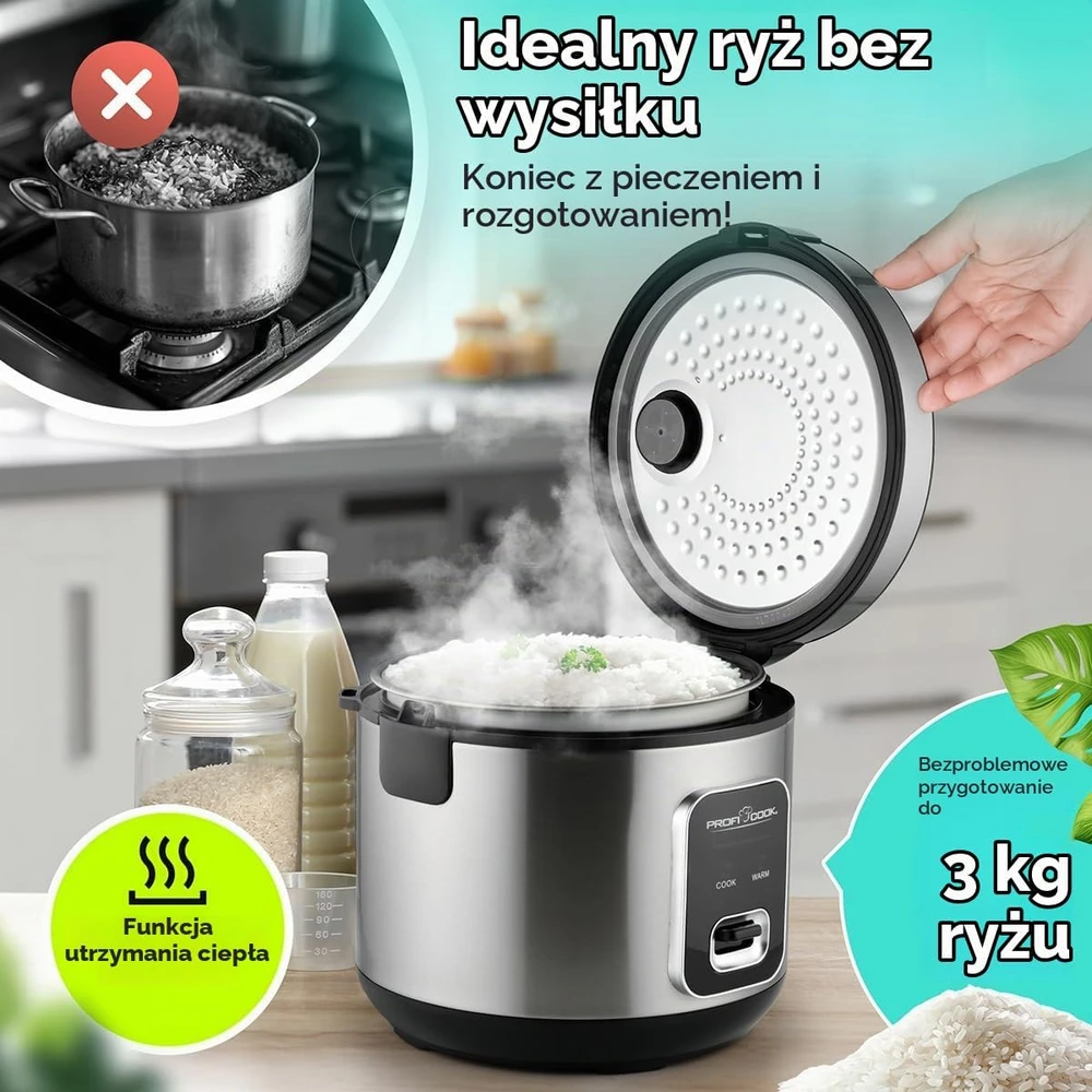 Profi Cook ProfiCook PC-RK 1285 rice cooker Juodas, Sidabrinis