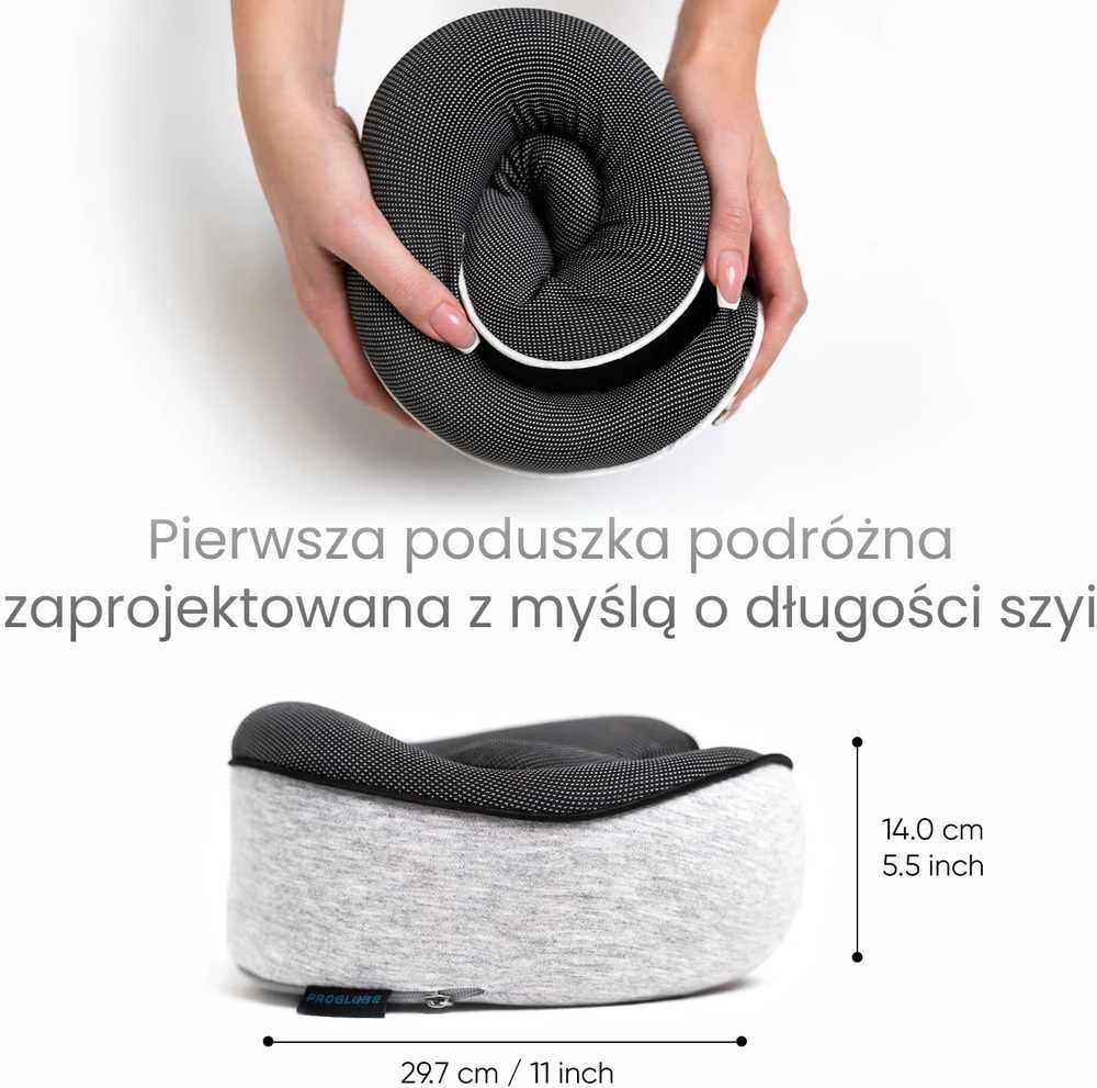 Proglobe ortopedinė kelioninė kaklo pagalvė iš atminties putų su akių kauke, pilka, GR100NP