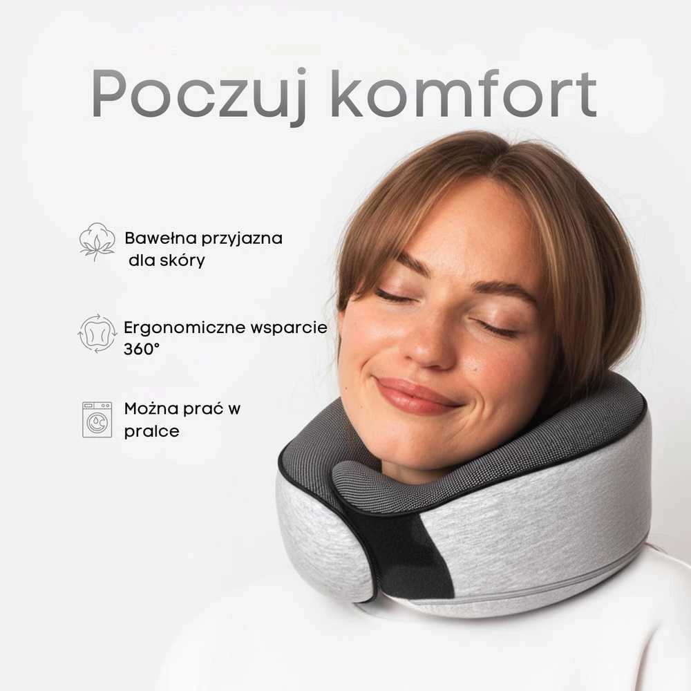 Proglobe ortopedinė kelioninė kaklo pagalvė iš atminties putų su akių kauke, pilka, GR100NP