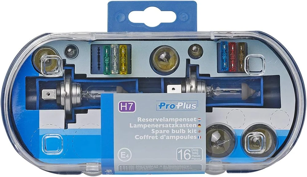 ProPlus automobilinių halogeninių H7 lempučių atsarginių dalių rinkinys, 16 vnt., 410162