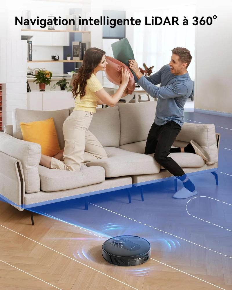 Proscenic robotas dulkių siurblys Q8 Max su savaiminio ištuštinimo stotele, 6 000 Pa, LiDAR