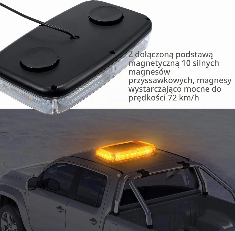 PROZOR automobilinis LED įspėjamasis švyturėlis 24 W, 24 LED, 12–24 V, MY231em