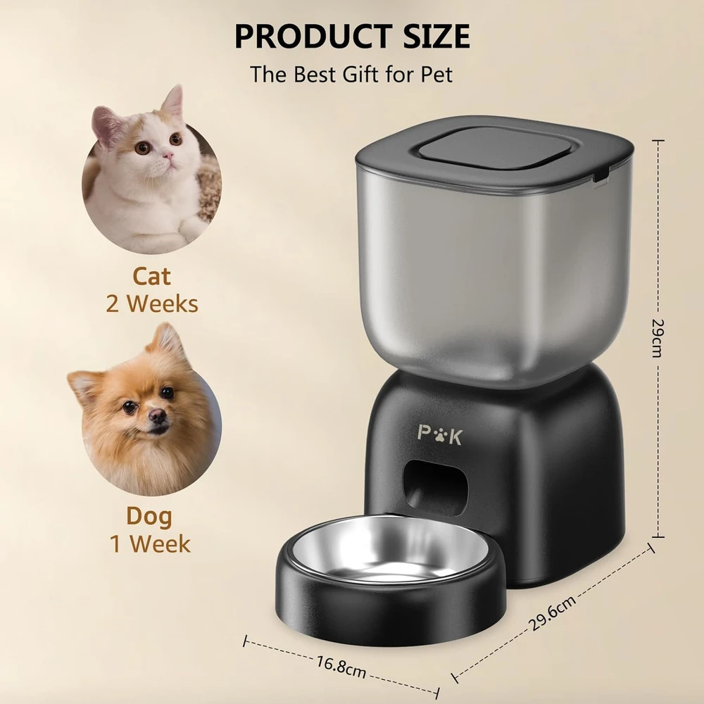 PUPPY KITTY automatinis kačių ėdalo dozatorius, 3 l talpa, ilga baterijos veikimo trukmė, F14-L