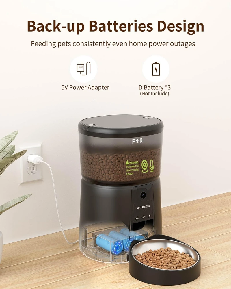 PUPPY KITTY automatinis kačių ir mažų šunų maisto dozatorius, 4 l, 1080P kamera, Wi-Fi valdymas, Moni