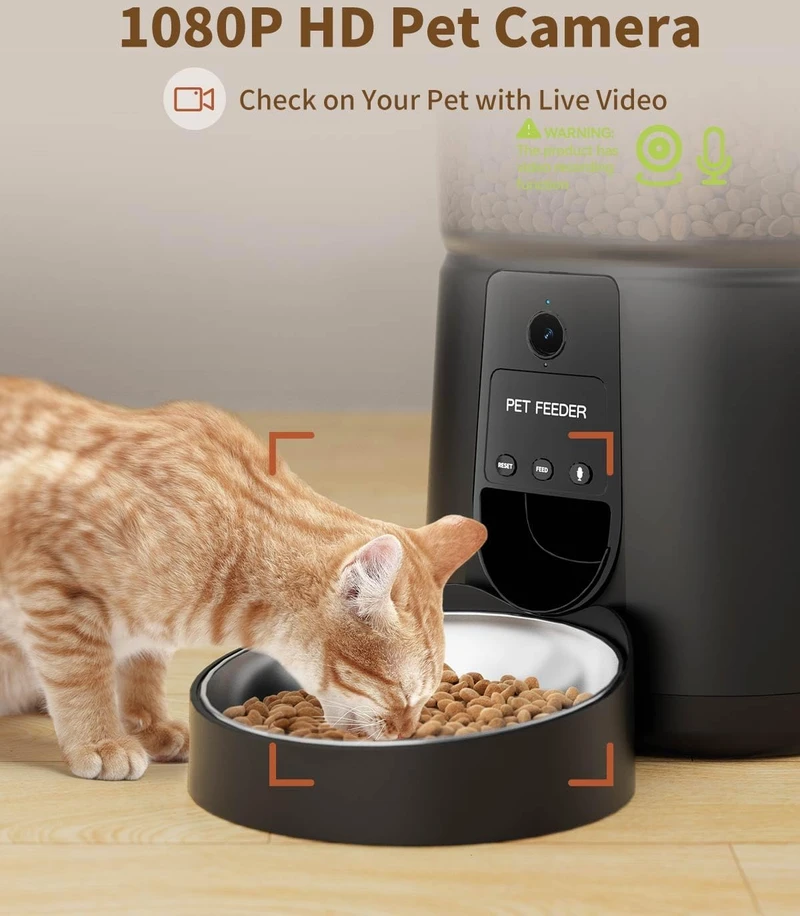 PUPPY KITTY automatinis kačių ir mažų šunų maisto dozatorius, 4 l, 1080P kamera, Wi-Fi valdymas, Moni