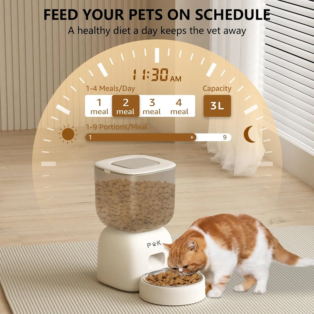 PUPPY KITTY automatinis kačių maisto dozatorius, 3 l talpa, balsinis pranešimas, ilga baterijos veikimo trukmė, F14-L