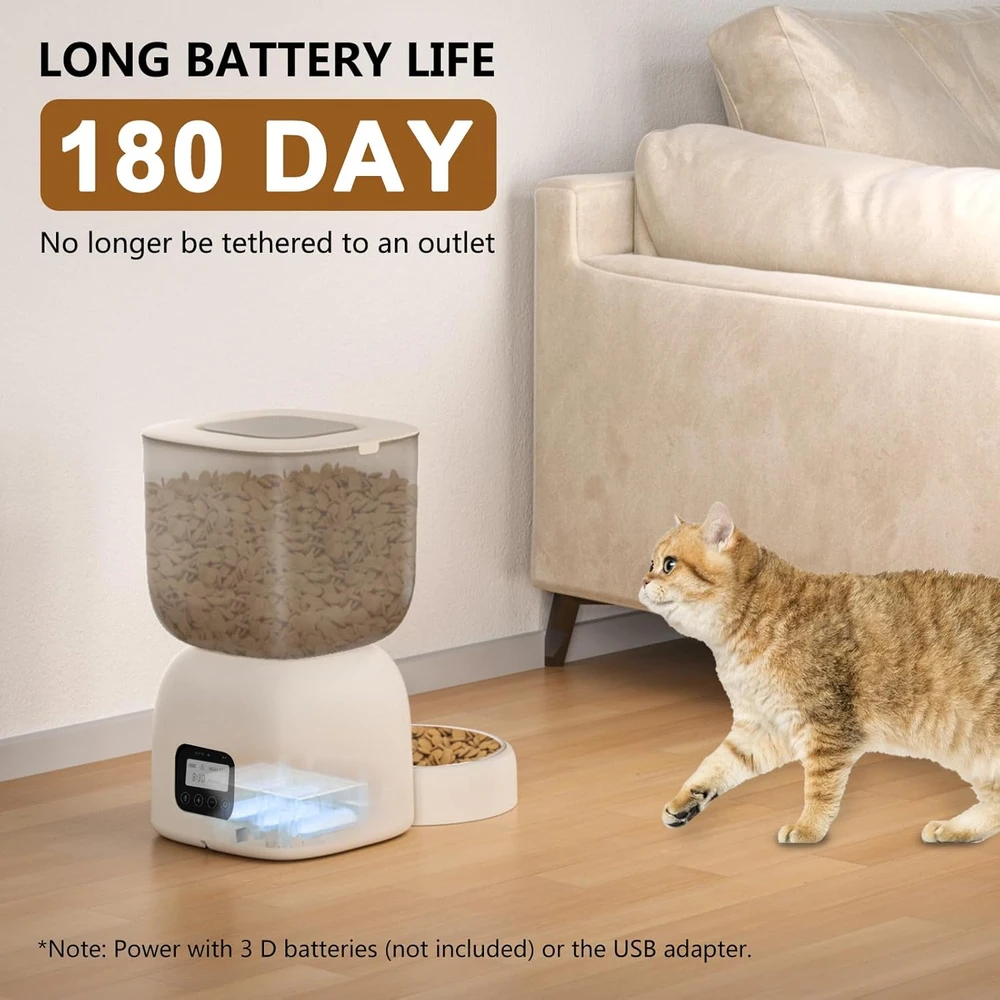 PUPPY KITTY automatinis kačių maisto dozatorius, 3 l talpa, balsinis pranešimas, ilga baterijos veikimo trukmė, F14-L