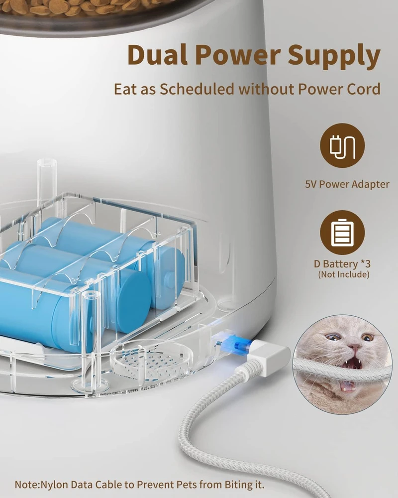 PUPPY KITTY automatinis šėrytuvas katėms ir šunims, Wi-Fi, nerūdijančio plieno dubuo, 4 l talpa, DU35L-WT