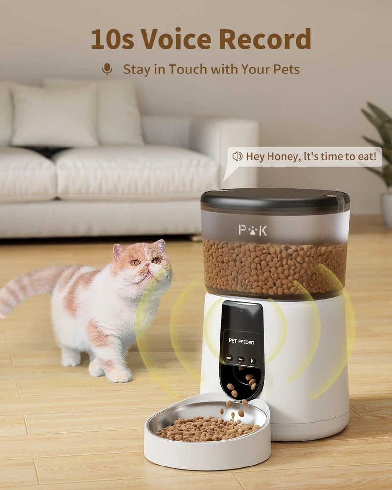 PUPPY KITTY automatinis šėrytuvas katėms ir šunims, Wi-Fi, nerūdijančio plieno dubuo, 4 l talpa, DU35L-WT