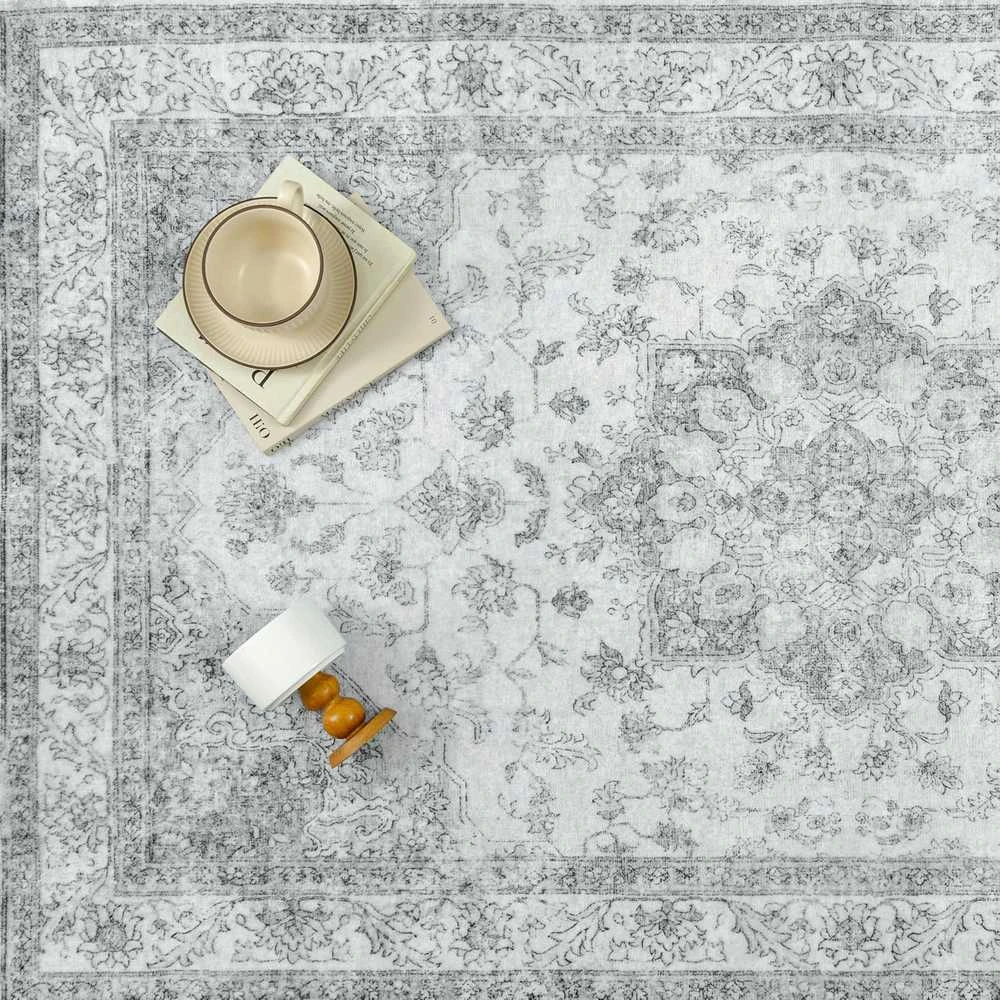 PureCozy kilimas, 200 × 300 cm, polipropilenas, žemas plaukas, neslystantis, pilkas, stačiakampis