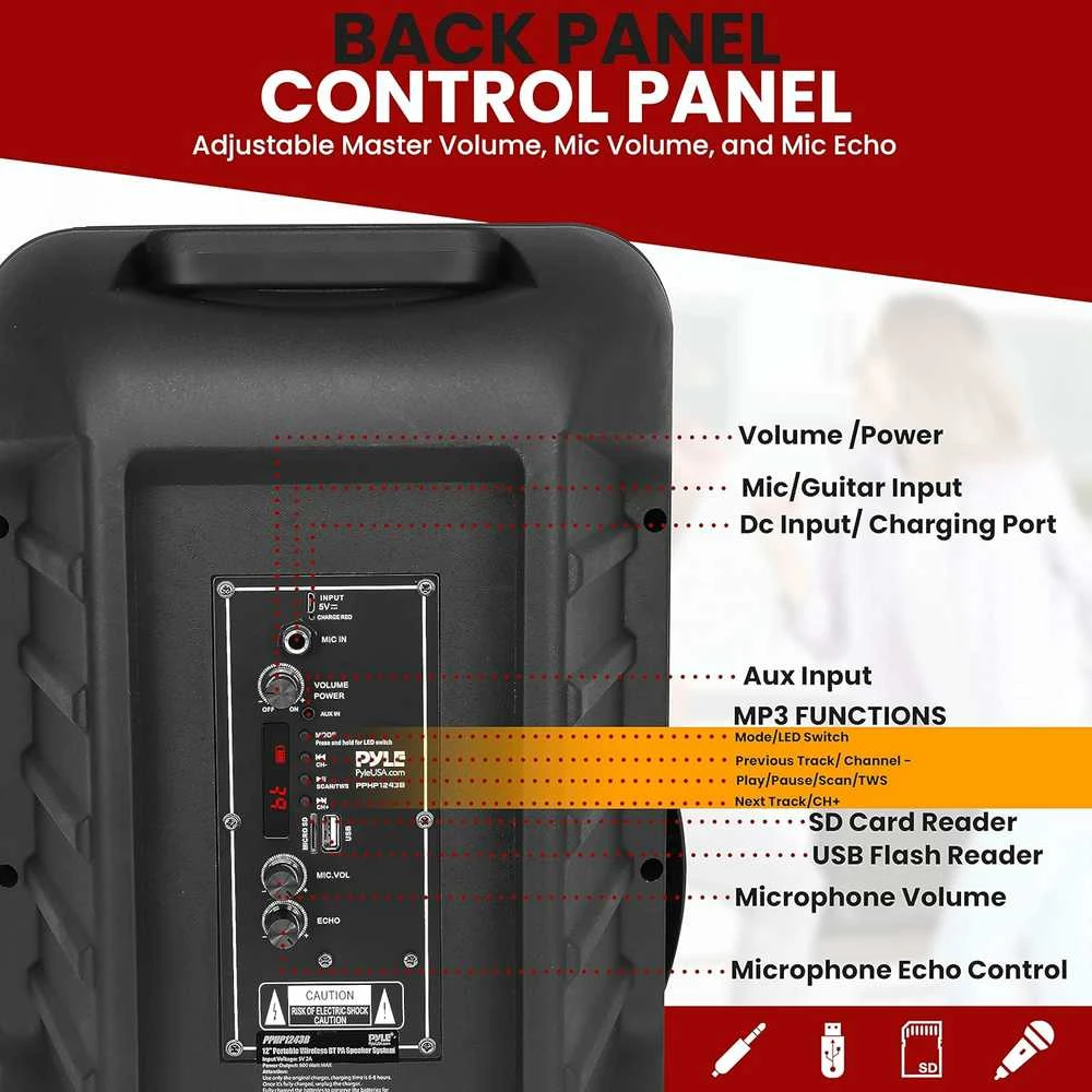 Pyle Bluetooth Garsiakalbis, 800 W