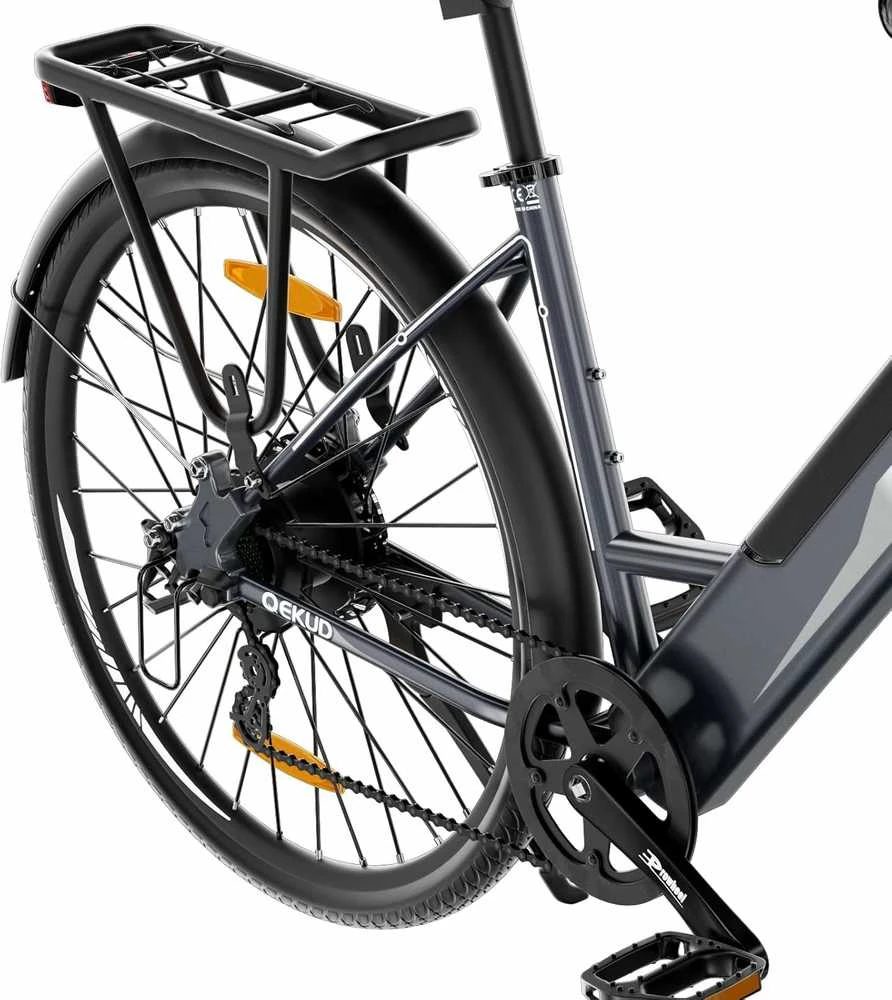 Qekud elektrinis dviratis 26 colių, aliuminio rėmas, 250 W variklis, 36 V 12,5 Ah baterija, pilkas, 26M208