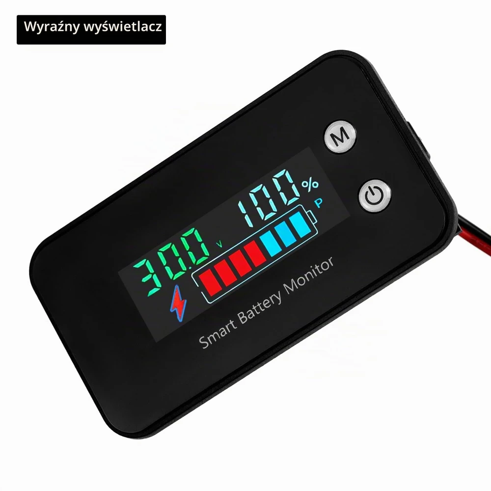 QWORK akumuliatoriaus įtampos indikatorius DC 7–100 V su LCD ekranu, IPX7, WD42316