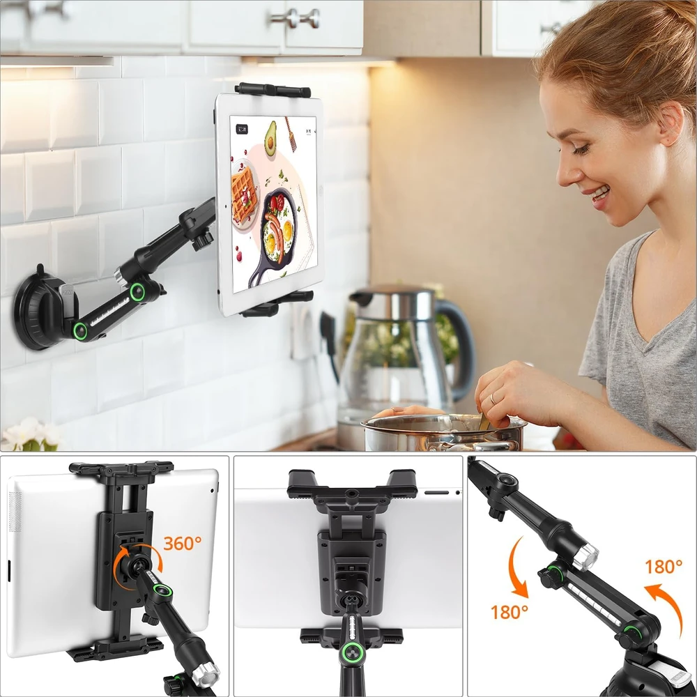 QWORK automobilinis telefono ir planšetinio kompiuterio laikiklis su siurbtuku 5–15 col. WD44867
