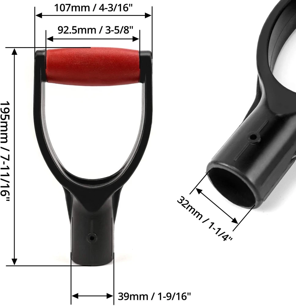 QWORK D formos sniego kastuvo atsarginė rankena 32 mm WD4346