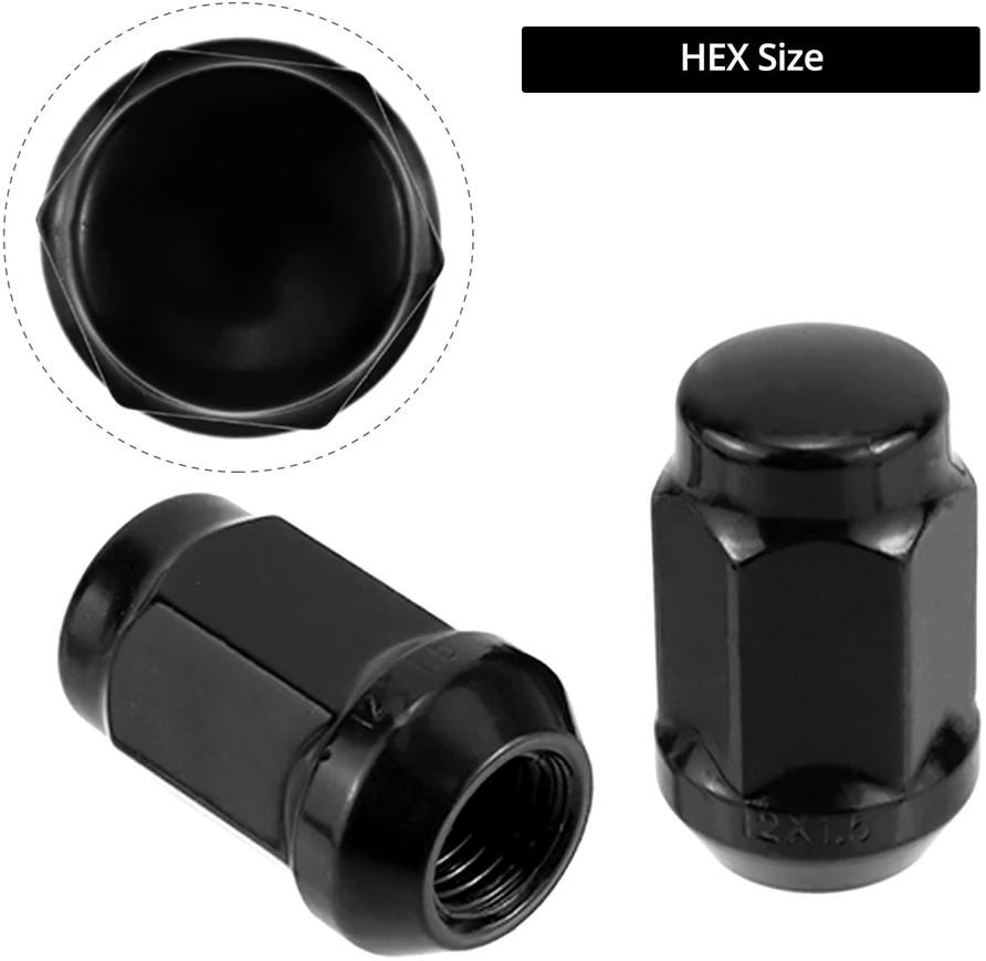 QWORK ratų veržlės M12 x 1.5, 34 mm, kūginės 60°, 20 vnt., WD41939