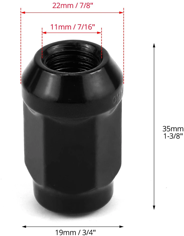 QWORK ratų veržlės M12 x 1.5, 34 mm, kūginės 60°, 20 vnt., WD41939