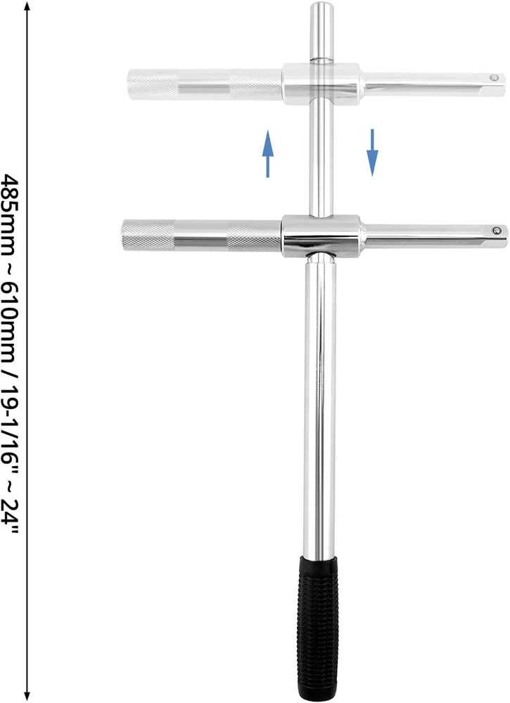 QWORK teleskopinis ratų veržlių raktas su galvutėmis 17/19 ir 21/23 mm, 60 cm WD40009
