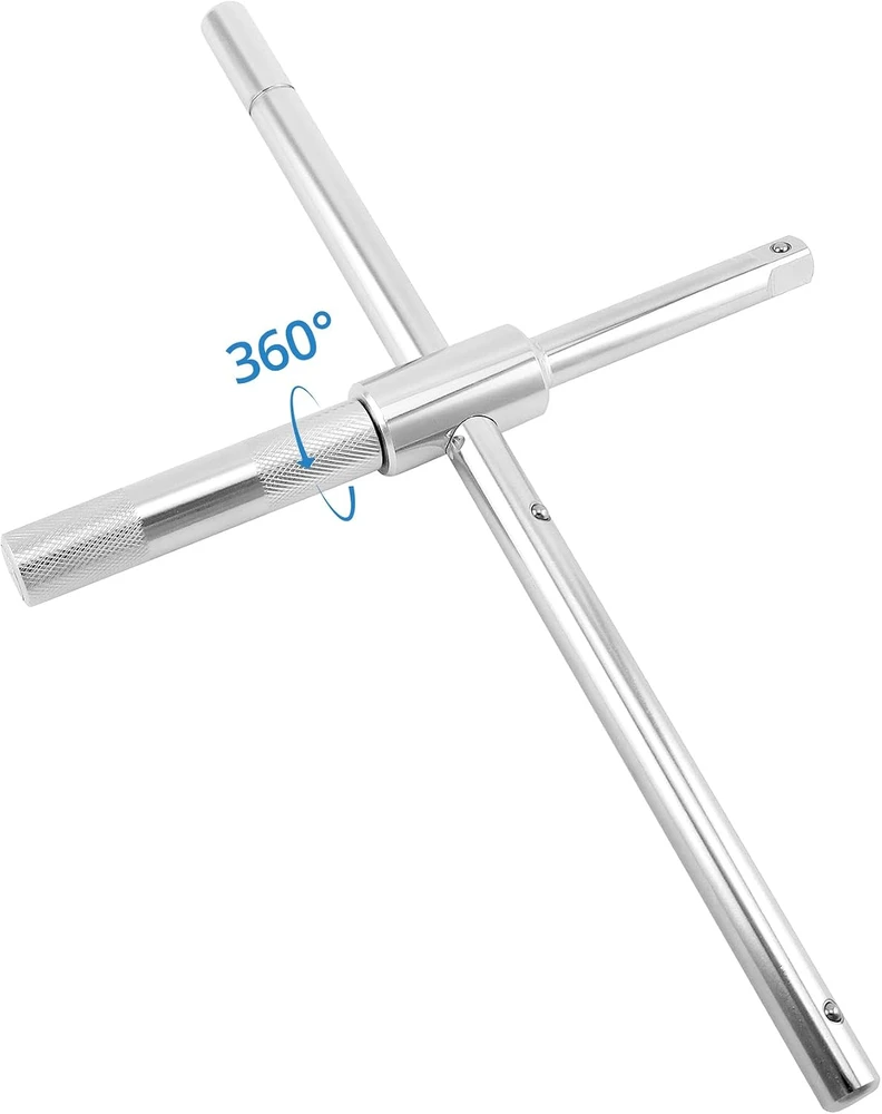 QWORK teleskopinis ratų veržlių raktas su galvutėmis 17/19 ir 21/23 mm, 60 cm WD40009