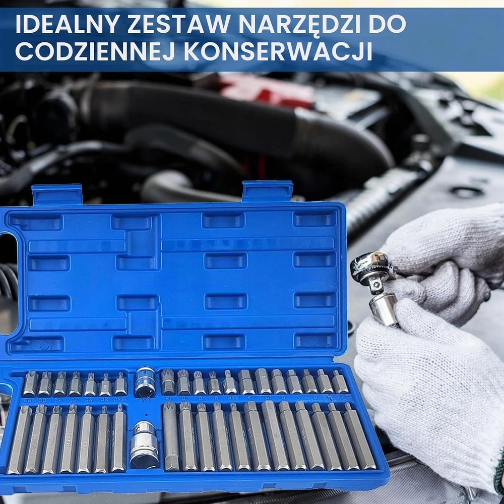 QZQUFJ 40 dalių Torx, šešiakampių ir daugiabriaunių antgalių rinkinys douille a choc