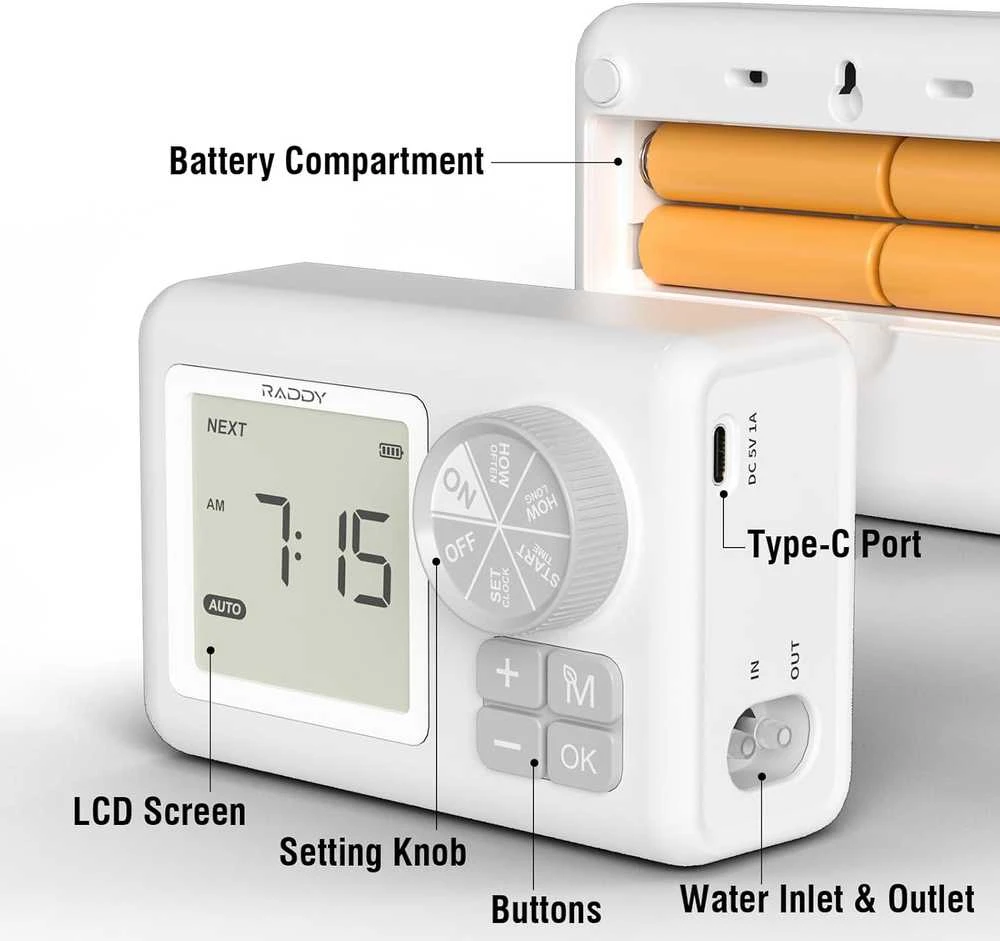Raddy automatinė laistymo sistema su LCD ekranu, USB maitinimu, 15 vazoninių augalų, WS-6