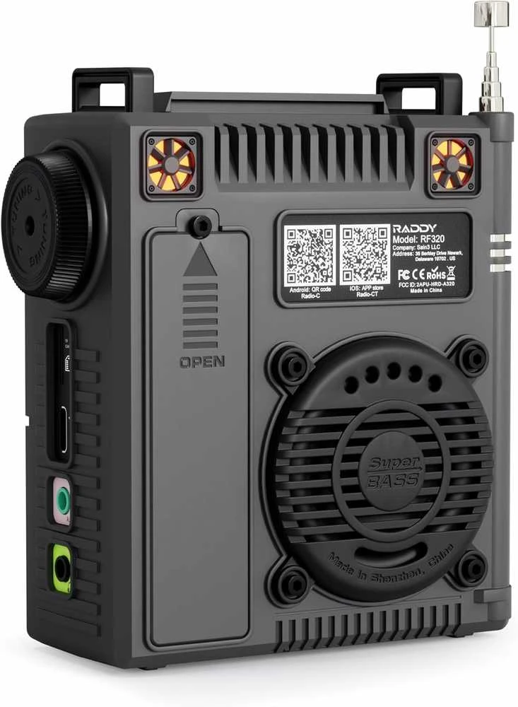 Raddy nešiojamas trumpųjų bangų radijas FM/AM/VHF/SW/AIR, Bluetooth, TF kortelė, RF320