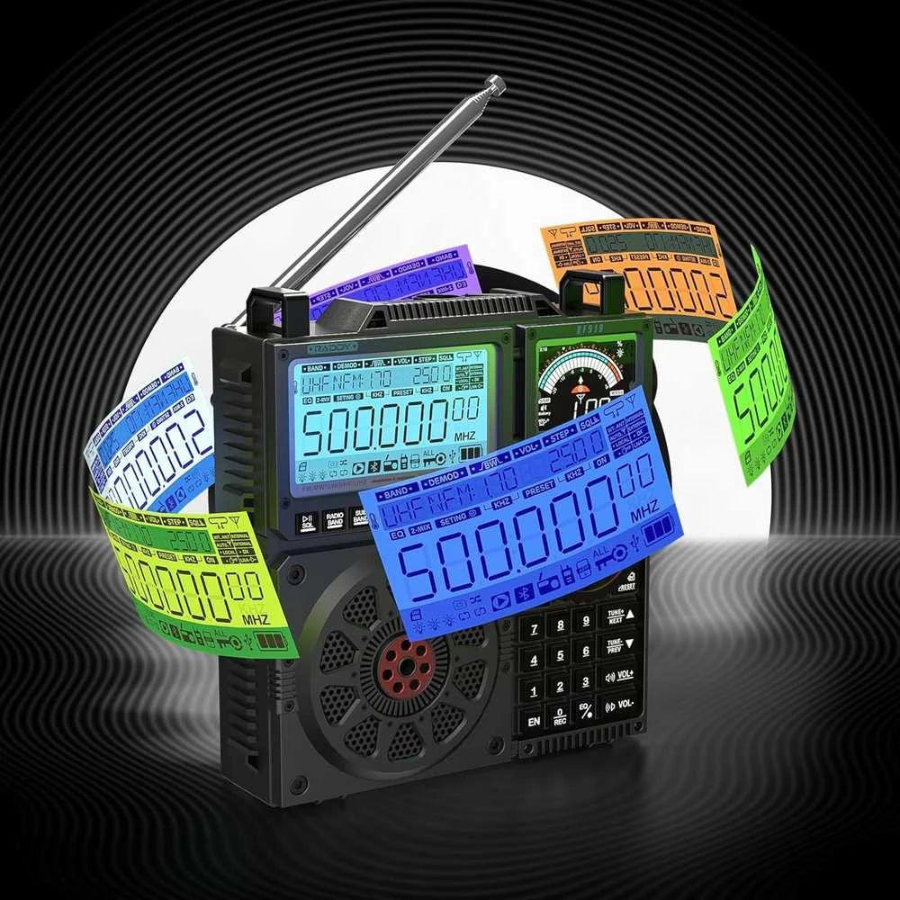 Raddy nešiojamas trumpųjų bangų radijo imtuvas FM AM SW SSB, 5000 mAh akumuliatorius, RF919