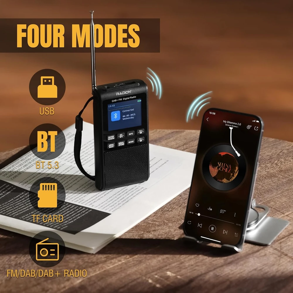 Raddy nešiojamasis DAB/DAB+ ir FM radijas, 5 W, RD939