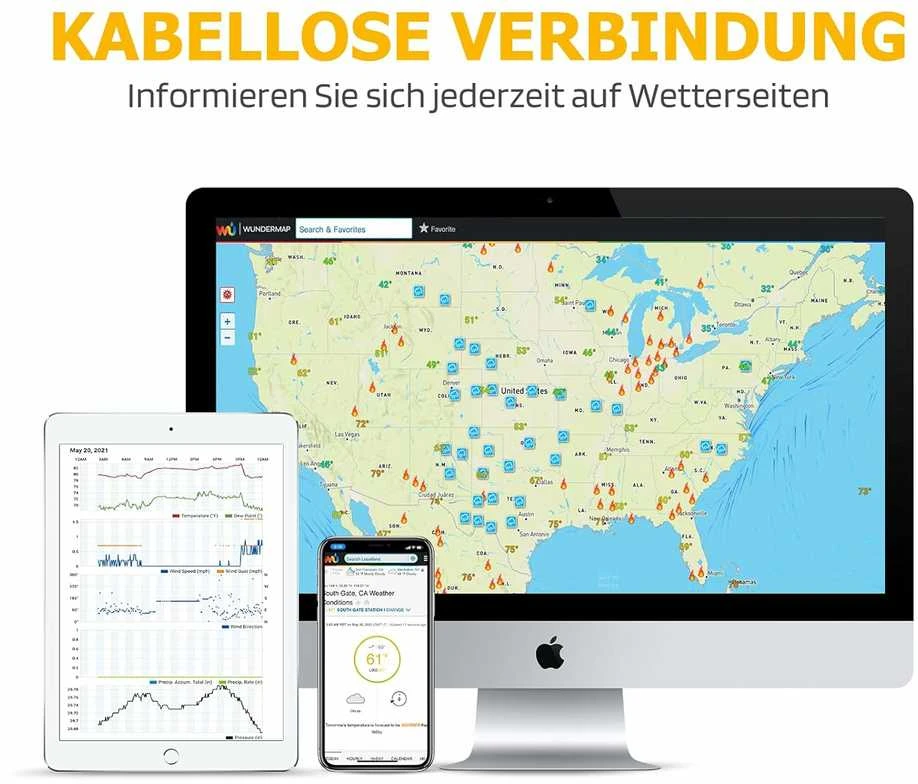 Radioddity belaidė 13-in-1 orų stotis su vidaus ir lauko temperatūra, drėgme, vėjo greičiu, WF-100C Lite